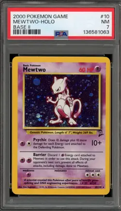 Pokemon Mewtwo Base Set 2 Holo Rare #10 PSA 7 - Image 1