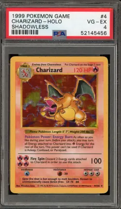 Pokemon Charizard Base Set Shadowless Holo Rare #4 PSA 4 - Image 1