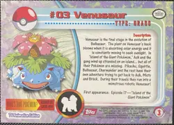 Pokemon Topps Venusaur #03 Non Holo Red Logo - Image 2