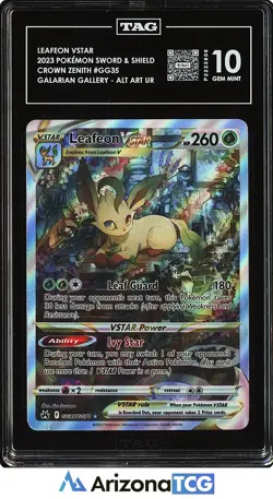 Pokemon 2023 Leafeon VSTAR GG35/GG70 Alt Art UR Crown Zenith GEM MINT TAG 10 - Image 1
