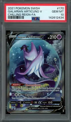 Galarian Articuno V Pokemon 2021 SWSH Chilling Reign Alt Full Art 170/198 PSA 10 - Image 1