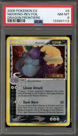 Pokemon Nidoking EX Dragon Frontiers Holo Rare #6 PSA 8 - Image 1