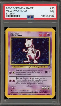 Pokemon Mewtwo Base Set 2 Holo Rare #10 PSA 7 - Image 1