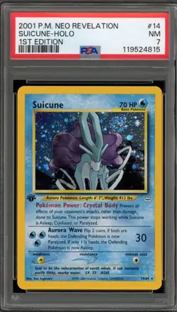 Pokemon Suicune Neo Revelation 1st Edition Holo Rare #14 PSA 7 - Image 1
