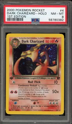 Pokemon Dark Charizard Team Rocket 1st Edition Holo Rare #4 PSA 8 - Image 1