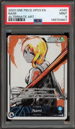 One Piece CCG Nami Alternate Art OP03-040 PSA 9 Mint - Image 1
