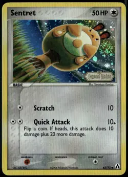 Sentret 62/92 Reverse Holo Common Legend Maker LP Pokemon Card SWIRL - Image 1
