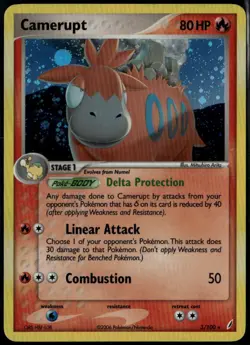 Camerupt 3/100 Holo Rare Crystal Guardians LP Pokemon Card - Image 1