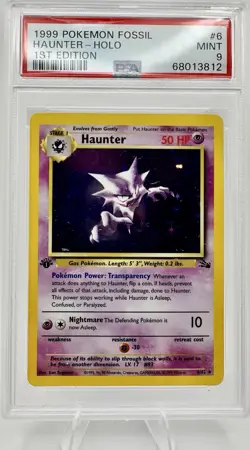 Pokemon Haunter Fossil 6/62 1st Edition Holo Rare 1999 PSA 9 English Card - Image 1