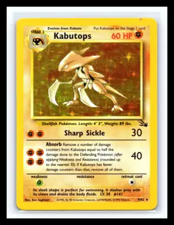 💥 KABUTOPS Holo Rare # 9/62 | FOSSIL SET | Pokemon 1999 TCG Vintage Card | - Image 1