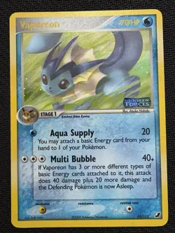 Pokemon TCG Vaporeon EX Unseen Forces 19/115 Reverse Holo Stamped 2005 Card - Image 1