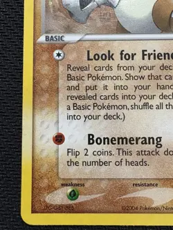 Pokemon TCG Cubone EX Team Rocket Returns Reverse Holo Stamped 51/109 2004 Card - Image 5