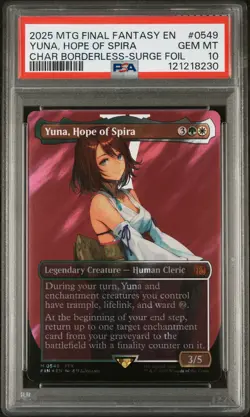Yuna, Hope Of Spira 0549 Character Borderless-surge Foil Mtg PSA 10 *230 - Image 1