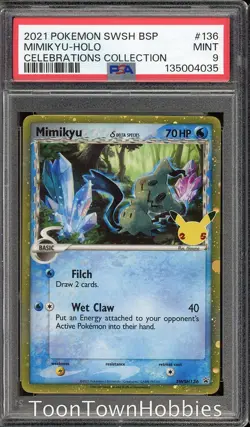 PSA 9 Pokemon - Mimikyu SWSH136 - Celebrations 25th Promo - Image 1