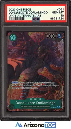 One Piece 2023 Donquixote Doflamingo OP04-031 Alternate Art SR OP04 PSA 10 - Image 1