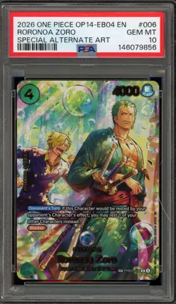 One Piece CCG Roronoa Zoro Special Alternate Art PRB02-006 PSA 10 Gem Mint - Image 1
