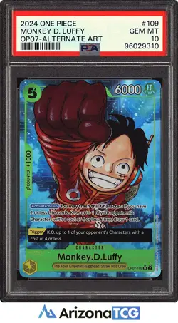 One Piece 2024 Monkey D. Luffy OP07-109 Alternate Art SR OP07 GEM MINT PSA 10 - Image 1