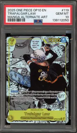 One Piece CCG Trafalgar Law Manga Alternate Art OP10-119 PSA 10 Gem Mint - Image 1