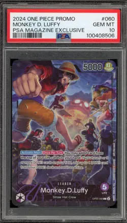 One Piece CCG Monkey.D.Luffy PSA Magazine Exclusive Promo OP05-060 PSA 10 - Image 1