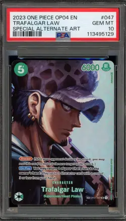 One Piece CCG Trafalgar Law Special Alternate Art OP01-047 PSA 10 Gem Mint - Image 1
