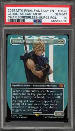 Magic MTG Cloud Midgar Mercenary FF CHAR Borderless Surge Foil #0520 PSA 10 - Image 1