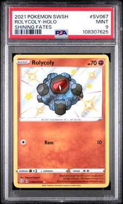 2021 POKEMON SWORD & SHIELD SHINING FATES #SV067 ROLYCOLY-HOLO PSA 9 - Image 1