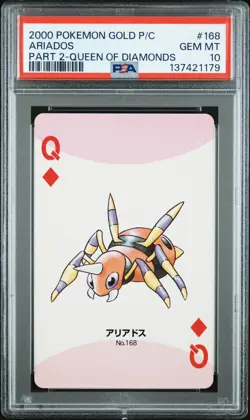 2000 POKEMON GOLD VERSION PART 2 PLAYING CARDS QUEEN OF DIAMONDS ARIADOS PSA 10 - Image 1