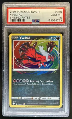 2021 Pokemon SWSH Shining Fates Yveltal #046/072 PSA 10 - Image 1