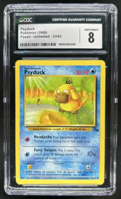 1999 Pokemon Fossil Psyduck #53/62 CGC 8 - Image 1