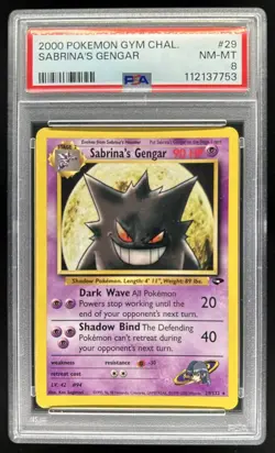 2000 Pokemon Gym Challenge Sabrina's Gengar #29/132 PSA 8 - Image 1