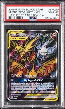 2019 POKEMON SM HIDDEN FATES ETB FULL ART/MOLTRES & ZAPDOS & ARTICUNO GX PSA 10 - Image 1
