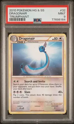 2010 Pokemon Heartgold & Soulsilver Triumphant Dragonair 32 PSA Mint 9 - Image 1