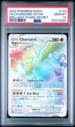 2022 POKEMON SWORD & SHIELD BRILLIANT STARS #174 FULL ART/CHARIZARD VSTAR PSA 10 - Image 1