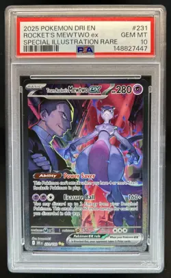 2025 Pokemon Destined Rivals Team Rocket's Mewtwo ex #231/182 PSA 10 - Image 1