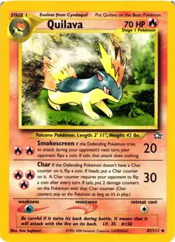 Pokemon TCG Quilava 47/111 Uncommon Neo Genesis Unlimited VLP - Image 1