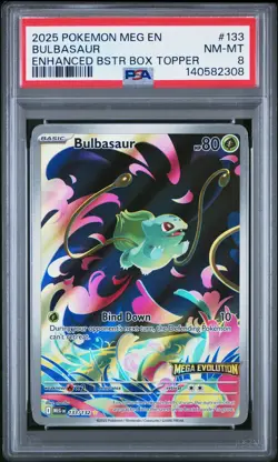 2025 POKEMON MEG EN-MEGA EVOLUTION ENHANCED BOOSTER BOX TOPPER BULBASAUR PSA 8 - Image 1