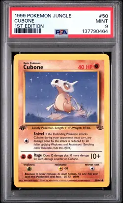 1999 POKEMON JUNGLE 1ST ED #50 CUBONE PSA 9 - Image 1
