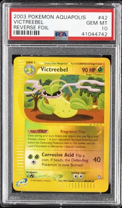 2003 POKEMON AQUAPOLIS #42 VICTREEBEL-REVERSE FOIL PSA 10 - Image 1