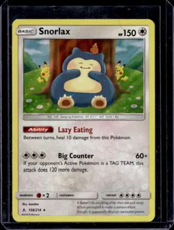2019 Pokemon SM Unbroken Bonds Snorlax Holo #158/214 - Image 1