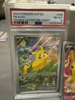 Pokemon SVP Pikachu PSA 8 #088 Promo Paldea Adventure Chest With Pikachu 170/185 - Image 2