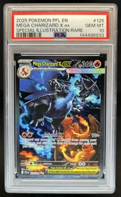 2025 Pokemon PFL Mega Charizard X ex Special Illustration Rare #125/094 PSA 10 - Image 1