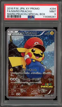 Pokemon Mario Pikachu Special Bx. Japanese Full Art Promo 294/XY-P PSA 9 Mint - Image 1