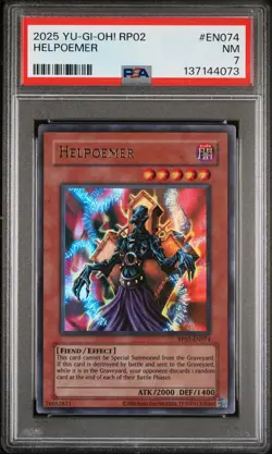 2025 YU-GI-OH! RP02-RETRO PACK 2 #EN074 HELPOEMER PSA 7 - Image 1