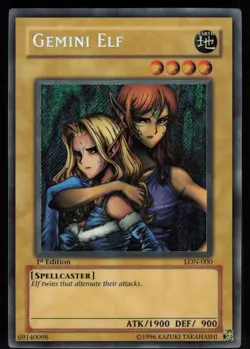 Gemini Elf LON-000 LON Secret Rare Labyrinth of Nightmare 1st Edition Yu-Gi-Oh - Image 1