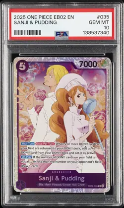 2025 ONE PIECE EB02-EXTRA BOOSTER -ANIME 25TH COLL- #035 SANJI & PUDDING PSA 10 - Image 1