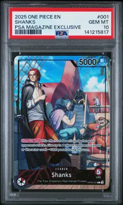 2025 ONE PIECE PROMOS PSA MAGAZINE EXCLUSIVE #001 SHANKS PSA 10 - Image 1