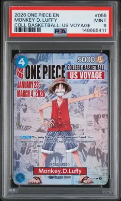 2026 ONE PIECE PROMOS ONE PIECE COLLEGE BK: US VOYAGE #055 MONKEY D. LUFFY PSA 9 - Image 1