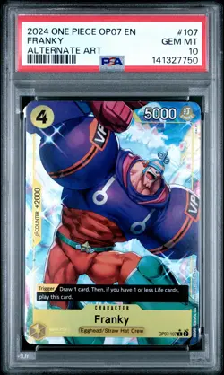 2024 ONE PIECE OP07-500 YEARS IN THE FUTURE ALTERNATE ART #107 FRANKY PSA 10 - Image 1