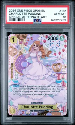 2024 ONE PIECE OP08-TWO LEGENDS SPECIAL ALTERNATE ART CHARLOTTE PUDDING PSA 10 - Image 1