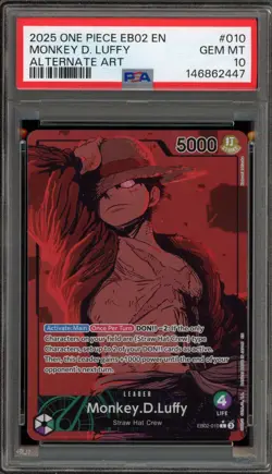 One Piece CCG Monkey.D.Luffy Alternate Art EB02-010 PSA 10 Gem Mint - Image 1